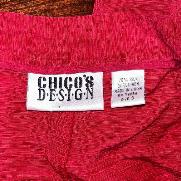 Chico’s Design Red Pants Silk Linen - Picture 2 of 5